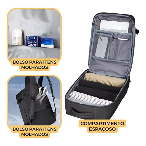 Mochila de Viagem de Avião Bordo Bagagem de Mão Ergonômica Cor (CINZA)