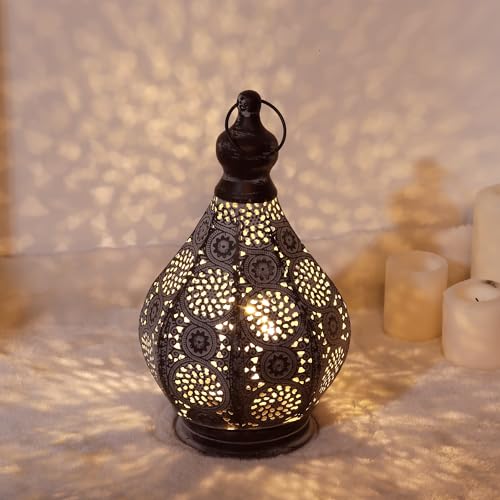 Jhy Design LAMPES DE TABLE Moroccan Style Vintage Lantern Metal Table Lamp Battery Powered 11.5 Inch Tall Cordless Lamp Desk Lamp With Edison Bulb For Living Room Bedroom Weddings Parties Garden Lounge Outdoor Indoor thumb #5