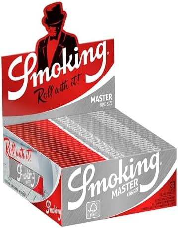 Smoking - Silver "Master" Edition Rice King Slim Rolling Papers - Display Case of 50 Booklets with 33 Leaves per Booklet (1650 Total) image 3