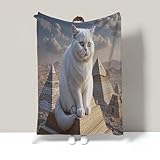 Diseño reversible y elegante – estampados divertidos y blanco clásico: Un lado presenta vibrantes estampados Gato Blanco Piramidal, mientras que el otro es de un elegante blanco clásico, ofreciendo versatilidad y estilo. Perfecta para sofás del salón, sillas de oficina o áreas de descanso, mejora el espacio con un toque juguetón pero sofisticado. Complementa tanto interiores modernos como tradicionales, sirviendo como un elemento decorativo y una manta funcional.