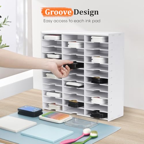 Image of Krafetto 2 Pack 36 Grids Ink Pad Storage Rack, Wall-mountable Stamp Pad Organizer Holder Compatible with Standard Size Ink Pads(Grid Size 4.1 inch W x 3.9 inch D x 0.9 inch H)
