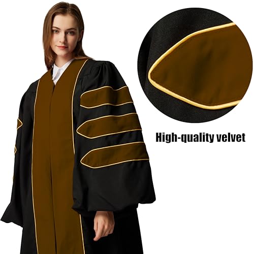 Image of MyGradDay Unisex Deluxe Graduation Doctorate Robe with Gold Piping Available for Customization