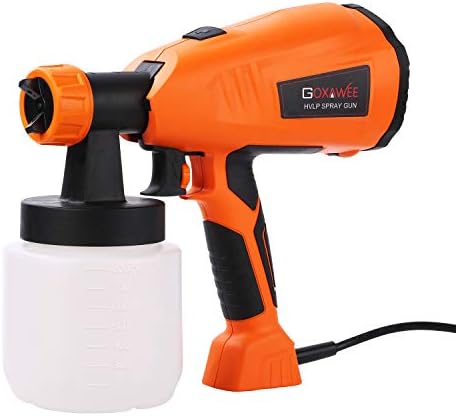 GOXAWEE 400W Paint Sprayer with 800ml Detachable Container, 9.84Ft Corded HVLP Spray Gun with 3 Spray Patterns, Electric Power Painter with Adjustable Valve Knob for Home & DIY Projects