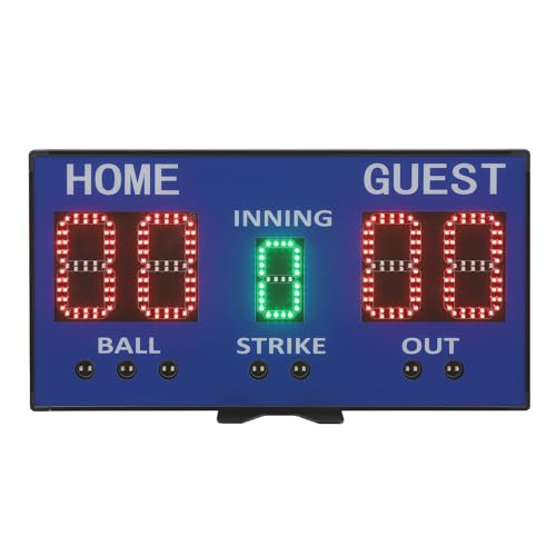 Eapmic LED Electronic Baseball Scoreboard with Remote Control, High-Light Rechargeable Wireless Digital Score Keeper, Tabletop Wall-Mounted Scoreboard with Buzzer for Sports Games (5-Digits, Blue)