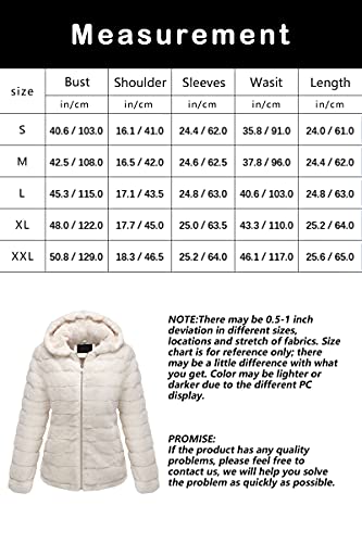 Bellivera Women Faux Fur Coat Fleece Fuzzy Hood Fluffy Shaggy Shearling Sherpa-Lined Jacket 1801 Beige L #TOP5
