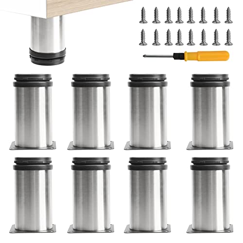 Uotyle 8PCS Adjustable Table Legs 100mm Adjustable Legs For Furniture Stainless Steel Cabinet Table Legs With Screws & Screwdriver For Home/Office/Kitchen