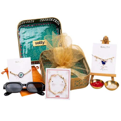 Image of SALTY Raksha Bandhan Jewelry Gift Box for Sister, Brother, Bhaiya & Bhabhi | Stylish Rakhi Gift Hamper | Festive Gift for Siblings | Elegant Luxury Gift Box