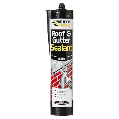 Everbuild Everflex Roof and Gutter Sealant Butyl-Based Sealant and Adhesive for Roofing Excellent Weathering Properties Black 295 ml