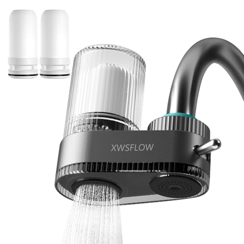 Faucet Filter with 2 Filter cartridges for efficient Water Purification, Effectively Removing Harsh...