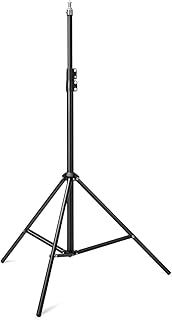 حامل ضوء تصوير الومنيوم ثلاثي القوائم وقابل للتعديل 2.6-6.6 قدم/92-200 سم متين ومناسب للعاكسات والسوفت بوكس والاضواء والمظلات من ال هوتسي، سعة حمولة: 15 رطل/6.8 كجم، اسود