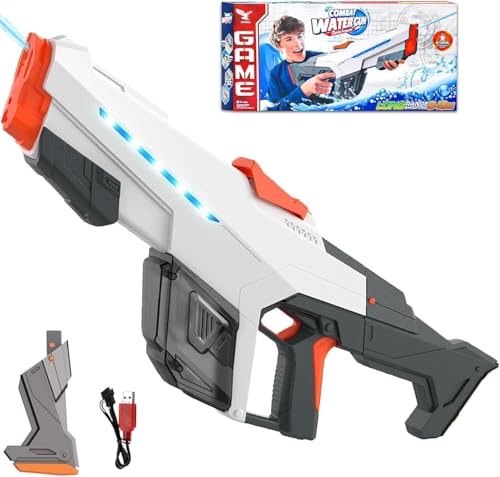 Electric Water Gun Automatic Water Gun with Water Absorption 610CC Capacity Double Shooting Mode Water Guns Range up to 32-45 FT Summer Water Toys for Pool Party Beach Outdoor