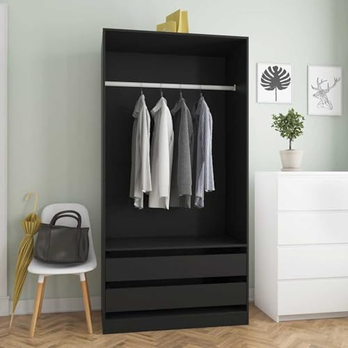 Gecheer Armario de Madera contrachapada Negro 100x50x200 cm,Mueble de Salón,Aparador Comedor,Type 1