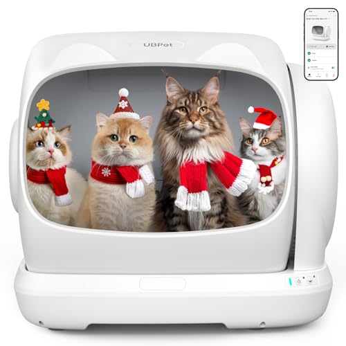 UBPET Self Cleaning Cat Litter Box, XXXL Automatic Litter Box for Multiple Cats, Weight Sensors Safety Protection, Smart APP Control, Odor Control, Works with Clumping/Bentonite/Mineral Litter