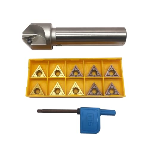 LAHDYFHOE+ 3/4inch Shank 1Blade 2Blade Chamfering Tool Bit Turning Tool Holder Boring Bar with 10pcs TCMT32.51 TCMT32.52 Replacement Carbide Turning Inserts (TCMT16T304 TCMT32.51)