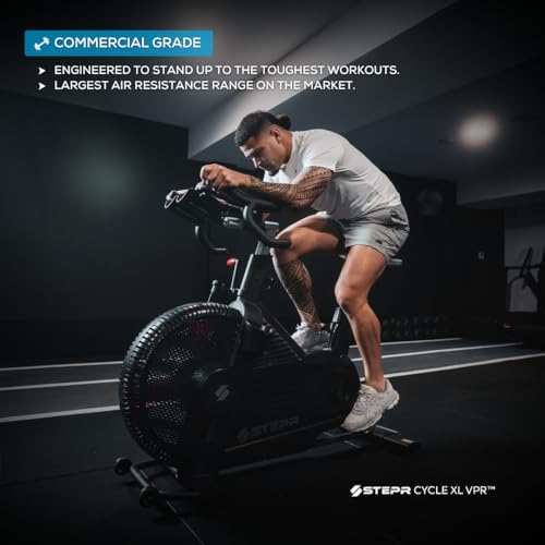Image of STEPR CYCLE XL VPR, Indoor Cycling Bike with Real Road Feel, Patented VPR Air Resistance Technology, Commercial Grade Stationary Bike