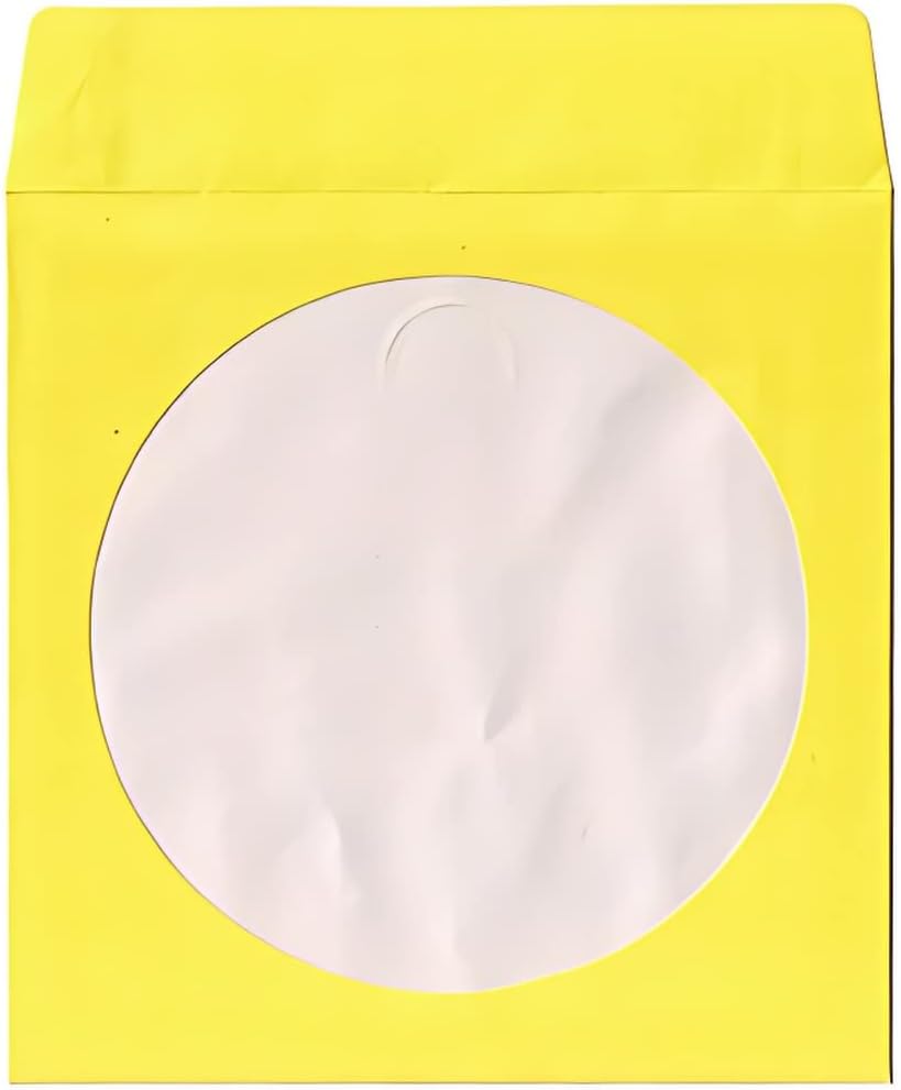 Mediaxpo 300 Yellow Color Paper CD Sleeves with Window & Flap
