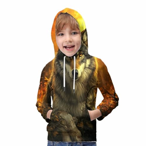 Sweat à capuche loup 3D enfant manches longues pull confortable et chaud