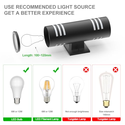 Image of Sytmhoe Cylinder Outdoor Wall Lights 2Packs, Black Modern Up Down Wall Porch Lights, Exterior Wall Sconce, Aluminum, E26 Base,Anti-Rust Waterproof Wall Lantern for Doorway, Garage, Patio(2Pack)