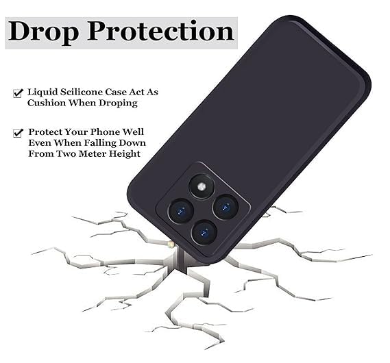 Image of A rtistque Liquid Silicone Back Cover Case for Poco X6 Pro 5G Shockproof TPU Soft Flexible with Camera Protection - Black