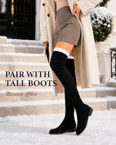 Image of Pcavin Thigh High Socks for Women, Long Cable Knit Over Knee Boot Stockings | Extra Long Fit, Cable Knit Texture, Warm Thick Knit, Winter Boot Socks, Cozy Leg Warmers, Sweater Sock Style