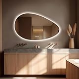 Picture of Niccy Irregular LED Bathroom Mirror with Lights, 24"x40" Asymmetrical Backlit-Mirror for Wall Mounted, Bathroom Vanity Mirrors with Memory, Dimmable, 3 Colors, Anti-Fog, IP65 Waterproof