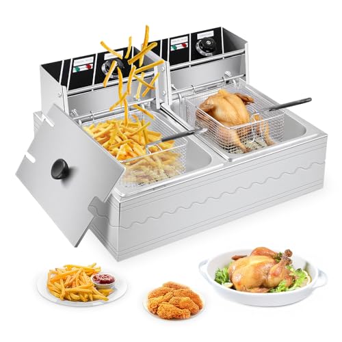 Opiniones y reviews de Freidora de Papas Electrica que Puedes Comprar On-line. 49 Blick Freidora de Aceite Acero Inoxidable Temperatura Ajustable Freidora Electrónica de doble cesta para Papas a la Francesa Pollo Frito Negocios (12 Litros)