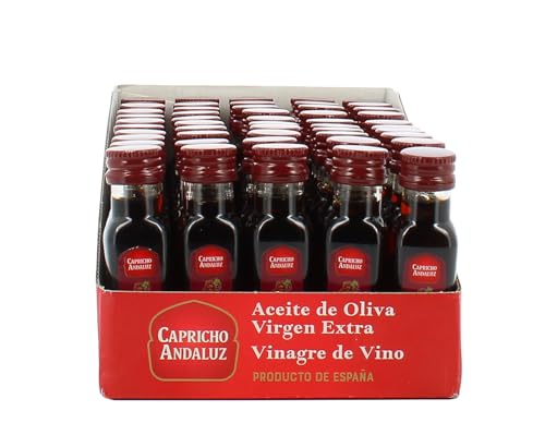 CAPRICHO ANDALUZ Vinagre de Vino 8º Pack de 55 unidades Miniatura PET de 15 ml– Sabor Auténtico, con un Formato Práctico e Ideal para Porciones Individuales y Uso en Restauración.