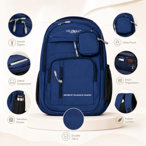 Image of MBW Korean Style Water Resistant 35L Laptop Backpack for Men & Women | Polyester Multi Compartments Bag with Side Pockets & Accessory Pouch | Travel Backpack for Office, College and School