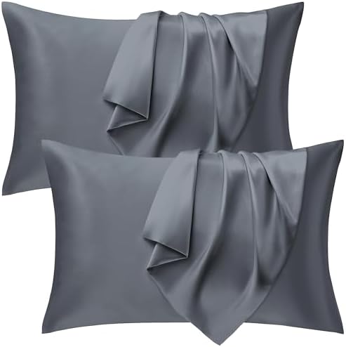 Seiwohl Satin Pillowcases for Hair and Skin 2 Pack & Satin Hair Scrunchie and Bonnet Set, Silky Pillow Cases with Envelope Closure, Beige, Standard Size 50x75 cm