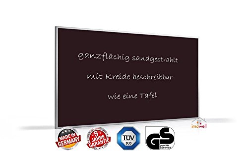 Preisvergleich Produktbild Glasheizung Nomic Standard 900 Watt schwarz Alurahmen titan, flach, 10 mm ganzflächig sandstrahlmattiert
