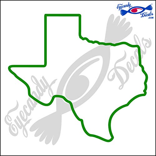 Image of Texas State Outline 6 INCH Decal Sticker Green