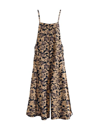 Image of YESNO Women Casual Loose Long Bib Pants Wide Leg Jumpsuits Baggy Cotton Rompers Overalls with Pockets PZZTYP2