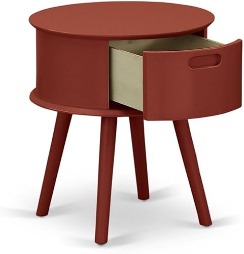 Miniatura 13 de East West Furniture Magnífico Gordon - Mesita de noche redonda con cajón, 19 x 19 pulgadas, color negro Negro -,Borgoña,Azul marino,gris (Urban