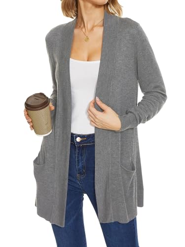 Image of Spicy Sandia Women's Basic Open Front Long Cardigan Sweaters with Pockets | Capsule Wardrobe Essentials, Early Fall 2026 Trendy