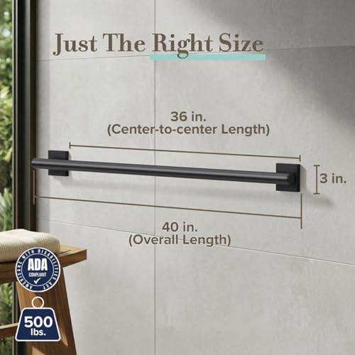 Image of Gatco 946MX Elevate 36 inch L Grab Bar, Matte Black /ADA Compliant Stainless Steel Safety Grab Bar for Bathroom