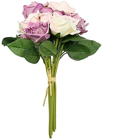 Sunnyskar - Ramo de rosas artificiales para el hogar, boda, vacaciones, fiesta, decoración, accesorios de fotografía, florero, arreglo floral,