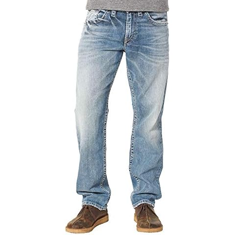 Silver Jeans Co. Mens Co Mens Eddie Relaxed Fit Tapered Leg Light Wash Jean Jeans - Blue Cover