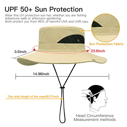 ELECTOMANIA Sun Protection Cap for Men, Beach Fishing Hat, Summer Hat for Men, Round Sun Cap for Hiking, Fishing, Gardning, Travel, Khaki, One Size