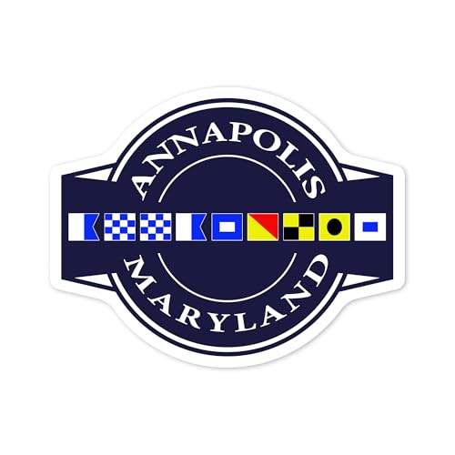 Die Cut Sticker Annapolis, Maryland, Nautical Flags, Vinyl Sticker, (Waterproof Decal for Cars, Water Bottles, Laptops, Coolers), Large