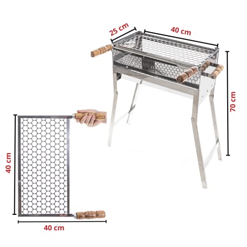 Churrasqueira De Inox Dobrável Portátil A Carvão Tamanho 65X40X25