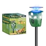 Solar Ultrasonic Animal Repeller Outdoor, 360° All Round Cat Deterrent Outdoor with 6 Flashing Lights and 3 PIR Sensors, Deer Repellent for Repelling Sankes, Raccoons, Cats, Dogs, Rabbits
