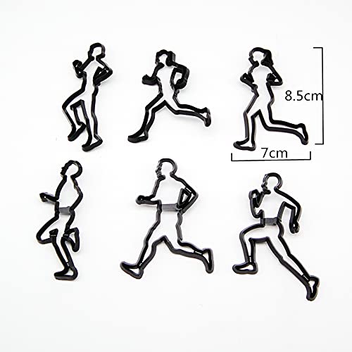 Hsxxf 6Pcs Running Fondant Cutters Cookie Cutter Silhouette Gumpaste Flowers Sugar Craft Mold Cake Decorating Tools For Anniversary/Bridal/Engagement Cake Decorating (Running),Black #TOP1