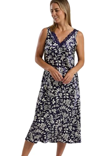 Chemise de nuit femme longue en satin avec dentelle imprimé floral Cleo