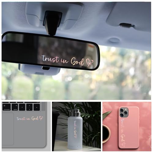Image of Miarita 3X Trust in God Rearview Mirror Decal, Vanity Mirror Stickers, Rear View Mirror Sticker, Car Mirror Stickers (Trust in God Pastel)