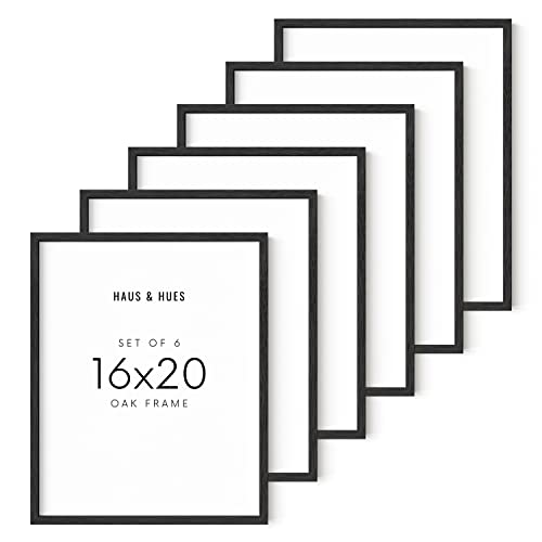 HAUS AND HUES Picture Frame, 16x20 inches, Black Oak Wood, Set of 6, Poster Frame for Wall