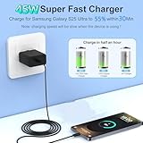 45W Samsung Super Fast Charger USB C,2 Pack Samsung USB C Plug UK with 2M+2M+1M Type C Cable Fast Charging for Samsung Galaxy S25 Ultra S24/S23/S22/S21/S20/A55/A54/A15/A14,Android,for iPhone 17 - Image 2