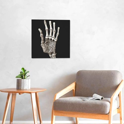 Toile Squelette Main 30x30 cm Déco Murale Sans Cadre pour Bureau - 6