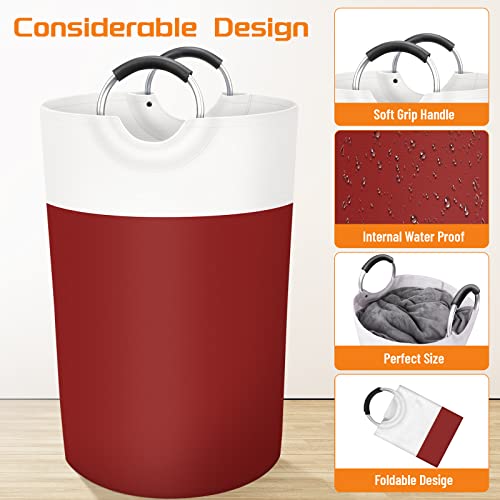 Image of BlissTotes 115L Laundry Basket, Freestanding Collapsible Hamper, Red | Collapsible Dirty Clothes Hamper, Foldable Laundry Bag for Dorm, Waterproof Fabric, Padded Aluminum Handles