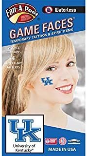 University of Kentucky UK Wildcats Waterless Peel & Stick Temporary Spirit Tattoos 4-Piece Blue/White UK Logo