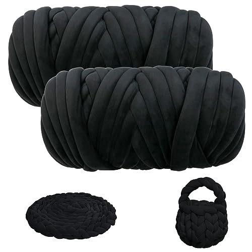 Hilo de tejer de 4.4 libras guofa negro con acabado premium para mantas 2